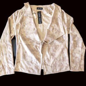 NWT Love Token Vegan Suede Jacket Beige Womens Size Small Hook Front
